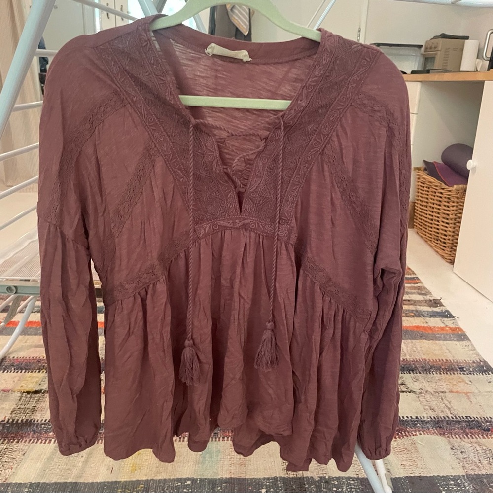 Lucky Brand Mauve Boho Top